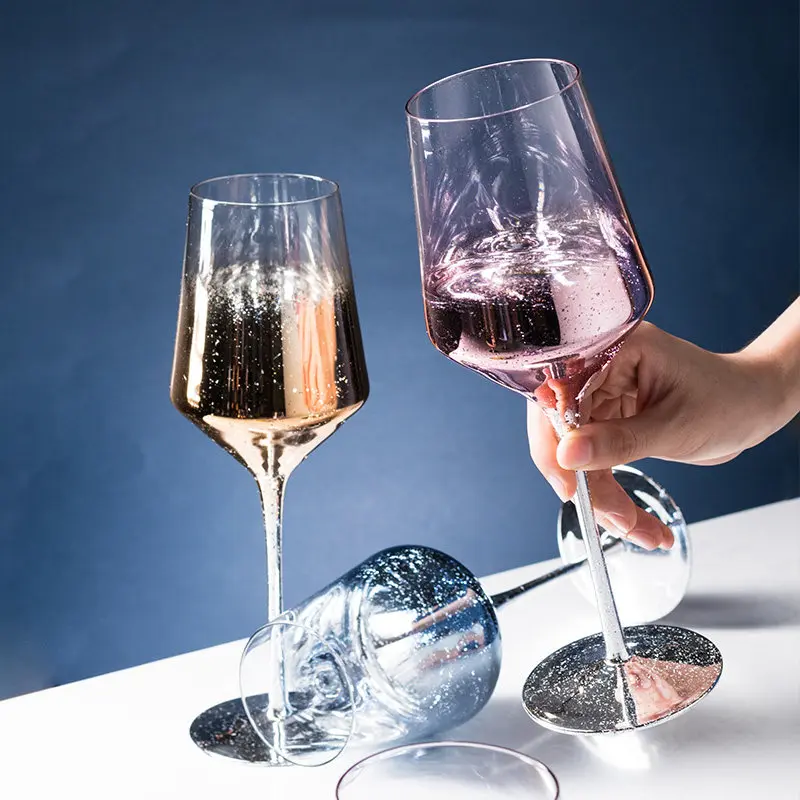 Copa de vino tinto con cielo estrellado para decoración del hogar, copa de champán creativa para fiesta de boda, cena, 430ML, 2 piezas