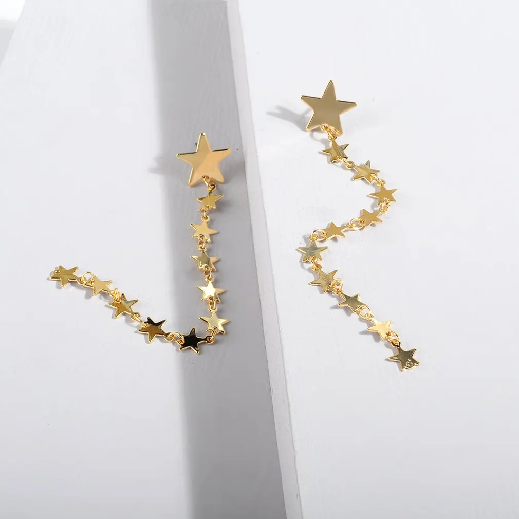 Модные Простые преувеличенные золотые серьги со звездами индивидуальные Крючки