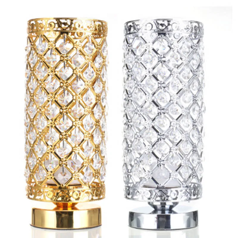 Золотистые серебристые хрустальные прикроватные лампы Классическая винтажная