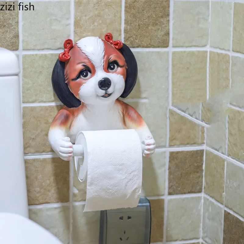 Пёс из мультфильма Бумага держатель для туалетной бумаги смолы стене висит