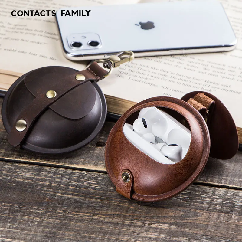 Для Airpods Pro чехол из натуральной кожи с узором Crazy Horse защитный для наушников Apple 2019