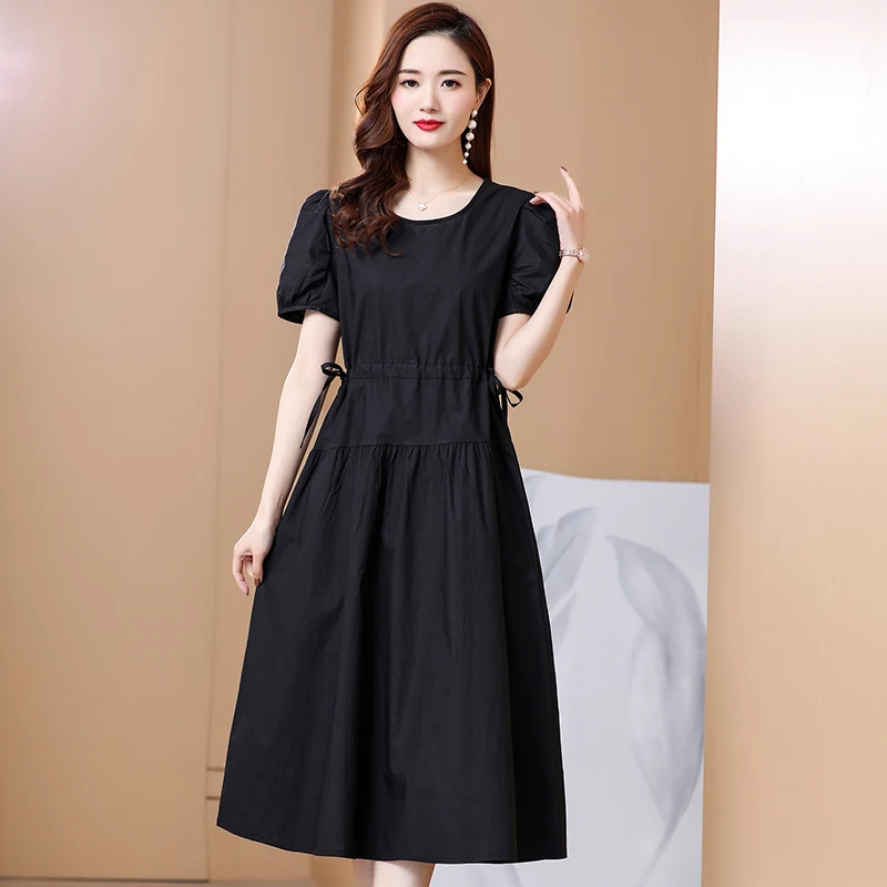 

2021 Summer Casual solid Retro Vintage Robe Vestidos Party Dress Womens Dresses