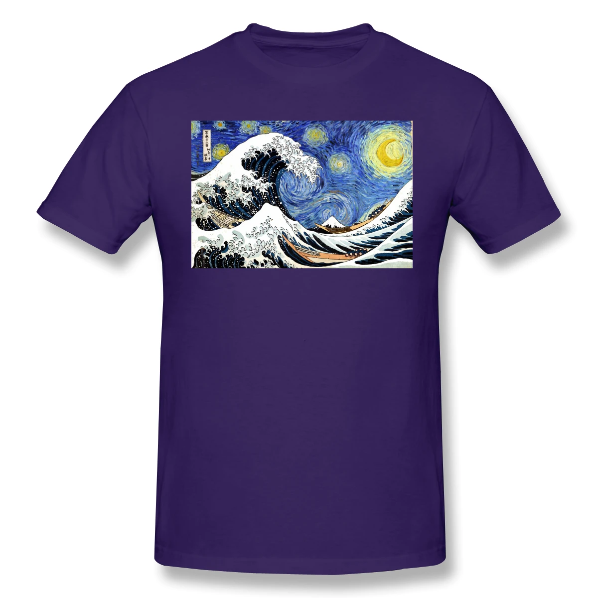 Blue Planet T Shirt Red T-Shirt Iconic Starry Night Wave Of Kanagawa Men Fashion Short Sleeve | Мужская одежда