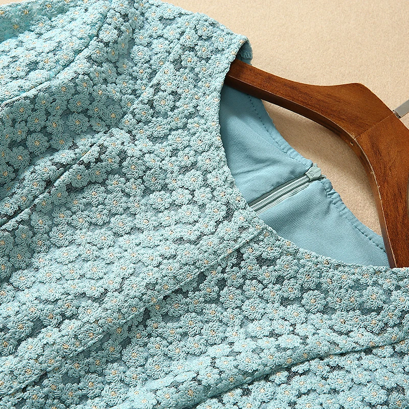 Мода 2020 новейшее Голубое Кружевное платье для женщин Весна Лето Цветочная