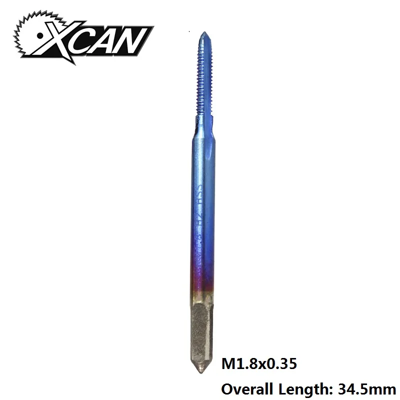 1pc M1.8x0.35 XCAN M1-M1.8 Nano с голубым покрытием метрический резьбовой кран прямой флейта машинный кран HSS 6542 винтовой кран сверло - Цвет: 1pc M1.8x0.35