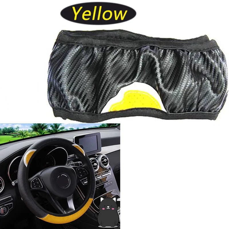yellow Кошачий карбоновый чехол рулевого колеса автомобиля Противоскользящий для Toyota Corolla Avensis RAV4 Yaris Auris Hilux Prius verso MG 3 ZR Buick - Название цвета: yellow