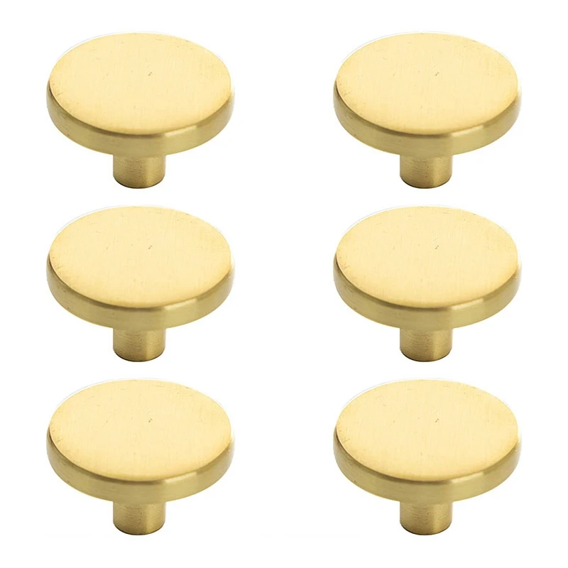 

6 шт./упаковка, латунные ручки для шкафа, диаметр 30 мм