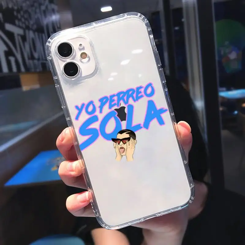

Yo Perreo Sola Bad Bunny Maluma Phone Case Transparent for iPhone 11 12 mini pro XS MAX 8 7 6 6S Plus X 5S SE 2020 XR