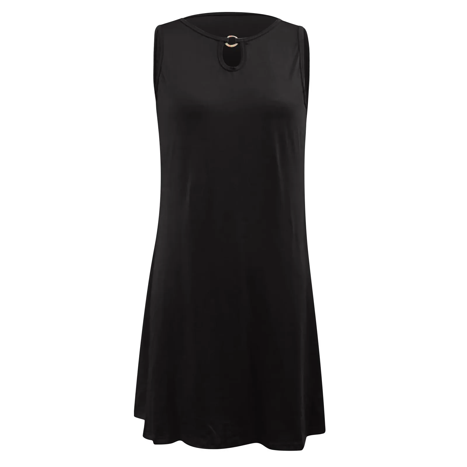 

mini dress causual robe femme 2021top Fashion Women's Casual Sleeveless O-Neck Ladies Hollow Out Slim Mini Dress vestdios