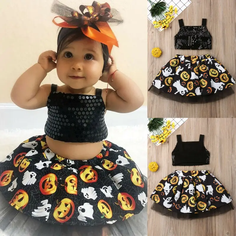 Новинка 2019 года хит продаж наряд для девочек на Хэллоуин укороченный топ с