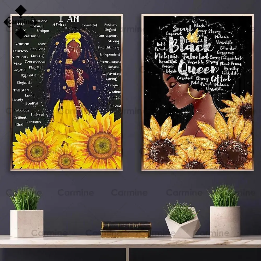 Подсолнух настенное Искусство Плакат женские африканские принты феминистская