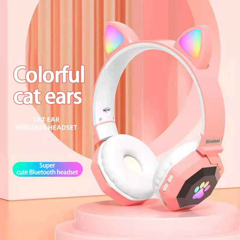 

2021 New Cat Ears Earphones Wireless Headphones Music Stereo Bluetooth 5.0 Headphone Children Daughter Earpieces Headset Gift