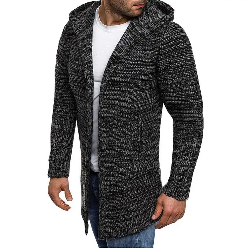 

Winter Turn Down Collar Long Cardigan Men Casual Solid Warm Long Sleeve Sweater Men Slim Fit Homme Turtleneck Knitwear Male
