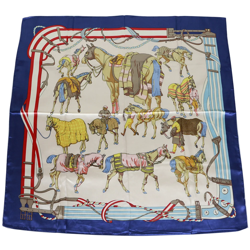 Horse Belt Silk Scarf Bandana Luxury Square Shawl Satin Head Hijab Women Invierno Print бандана |