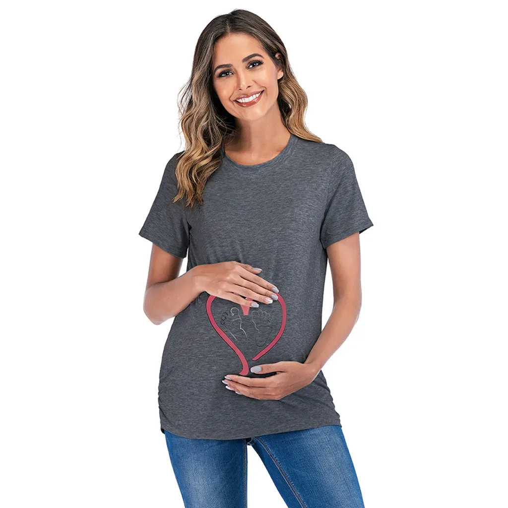 

Women Maternity T-shirt Summer Pregnancy Clothes Short Sleeve Letter Print T-shirt Tees Pregnancy T Shirts For Pregnant Women