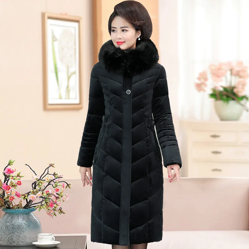 Женское зимнее пальто золотистого цвета вельветовые пуховые хлопковые парки