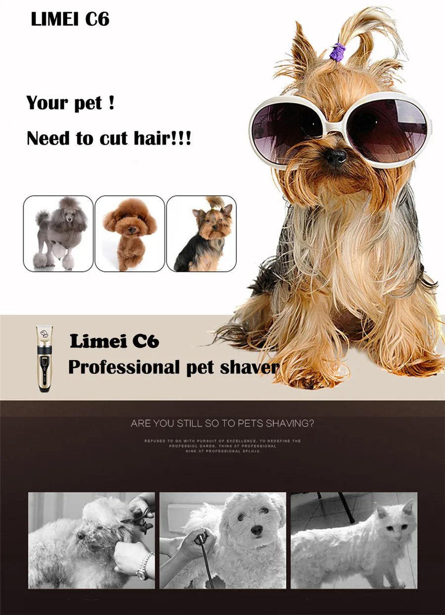

Rechargeable Low-noise Pet Hair Trimmer Electrical Pet Hair Clipper Remover Cutter for Cat Dog Grooming Pets Hair Cut Machine