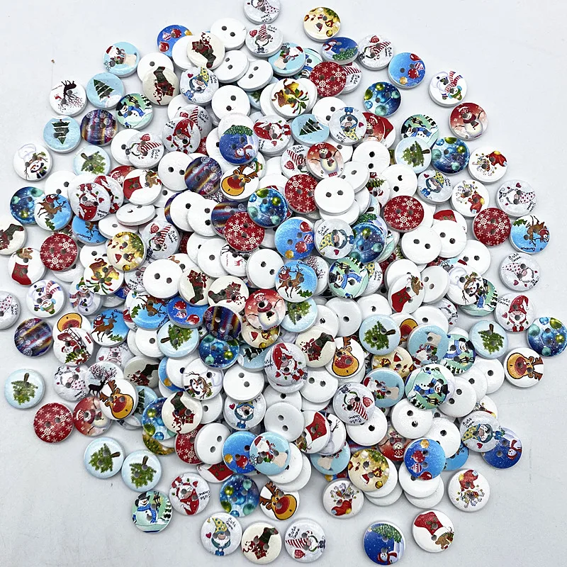 New15мм круглая пуговица с монограммой Рождественская полоса клетчатая любовь