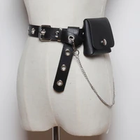 new chain small bag belts for women jean punk silver pin buckle strap belt shoulder bag phone pouch waist bags hollow rivet girl