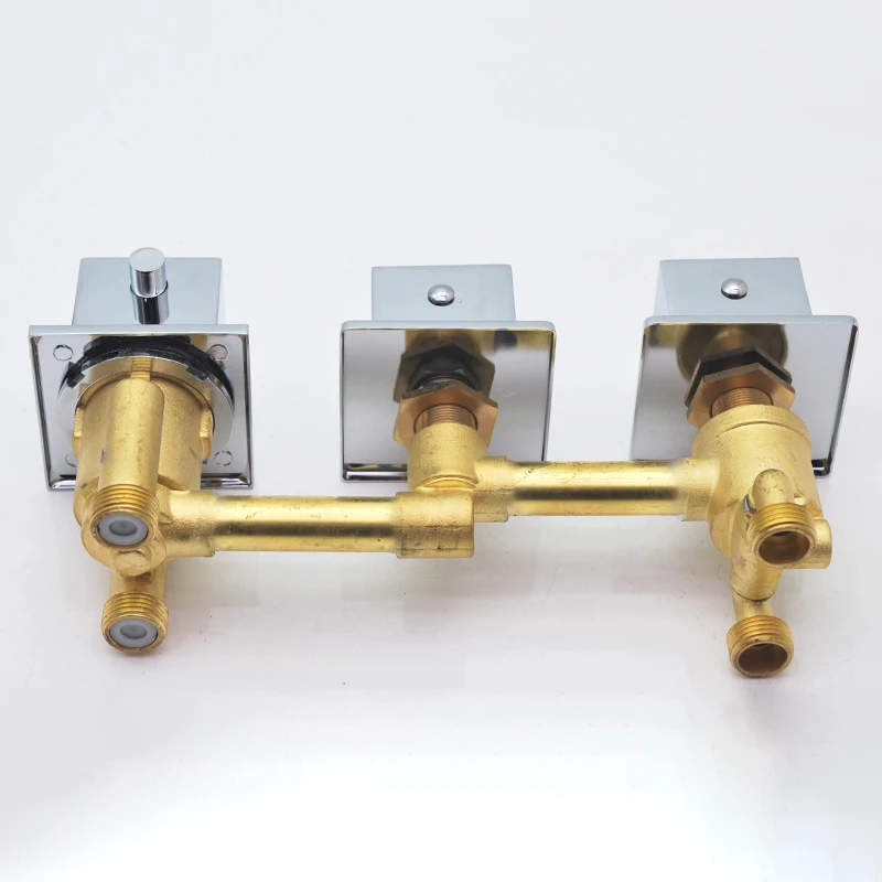 Квадратные тройные ручки термостатический смеситель для ванны латунный