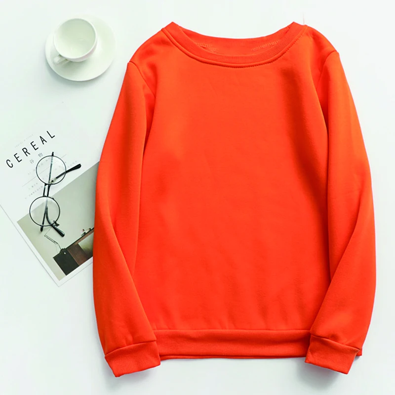 Однотонная Толстовка с длинным рукавом и круглым вырезом | Женская одежда