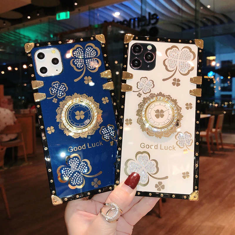 

For Honor 8A 9X 10i 20i 30S V30 Y6 Y9 Prime 2019 Case Luxury Square Ring Back Cover For Huawei Mate 30 40 Pro P30 lite P40 Cases