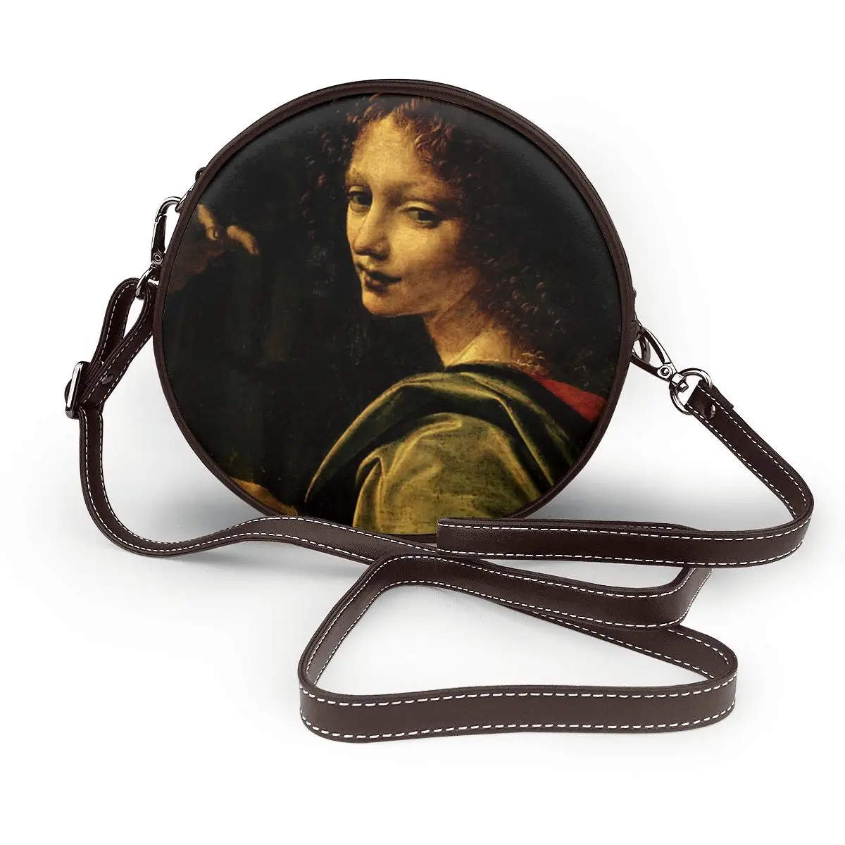 

Leonardo Da Vinci Shoulder Bag Vintage Leather Office Round Bag Female Fashion Purse
