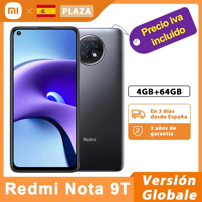 Глобальная версия Xiaomi Redmi Note 9T 5G 4GB 64GB смартфон МТК Dimensity 800U 48MP Тройная камера 6 53