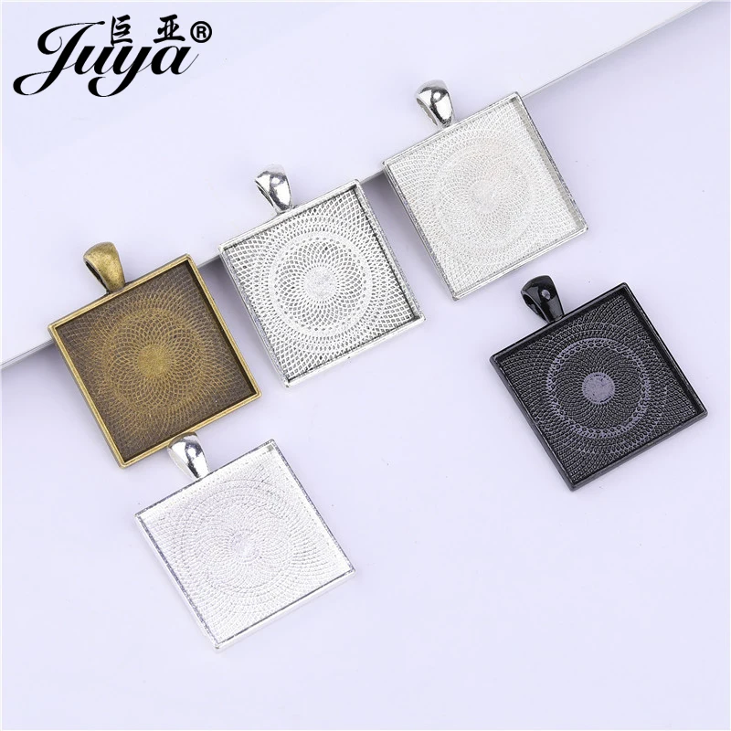 10 шт. 25 мм квадратная кабошон основа Подвески 14 цветов лотки для изготовления