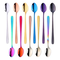 1810 stainless steel rainbow ice spoons with long handle mirror polished mixing stirring drink ice cream dessert tea spoon