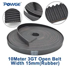 POWGE 10 метров GT 3MGT 3GT 3GT открытый синхронный зубчатый ремень 3GT 15 Ширина 15 мм 3GT-15 резиновая 3KC GT3 шкив маленькая задняя ресницы 3D принтер