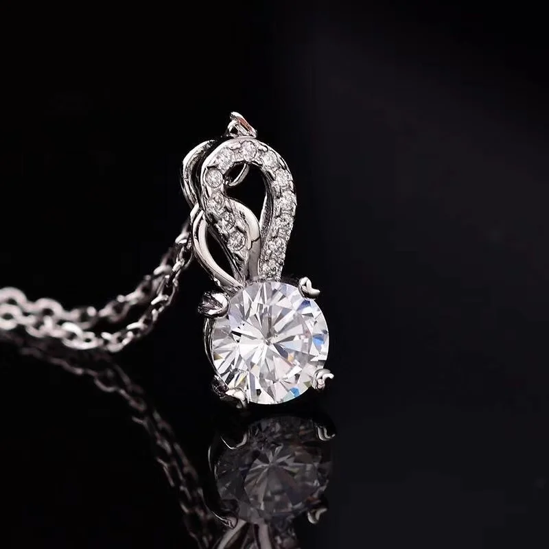 

Kkmall Store Round S925 Silver Pendants 1.00ct D VVS Luxury Pendants Jewelry Girlfriend Gift S925 necklaces