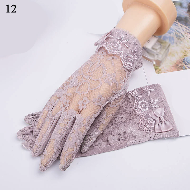 

Sexy Summer Women Sunscreen Gloves Lace Flower Touch Screen Gloves Anti-UV Slip Resistant Driving Glove Breathable Guantes