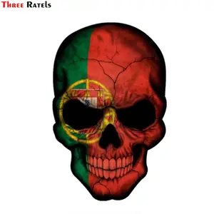 3D череп Three Ratels FC324, флаг с португальским мотивом, внешний наклейка на машину, мотоцикл