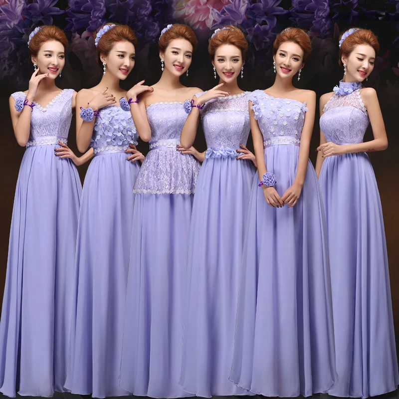 Фиолетовое платье подружки невесты шифоновое элегантное для женщин свадебной