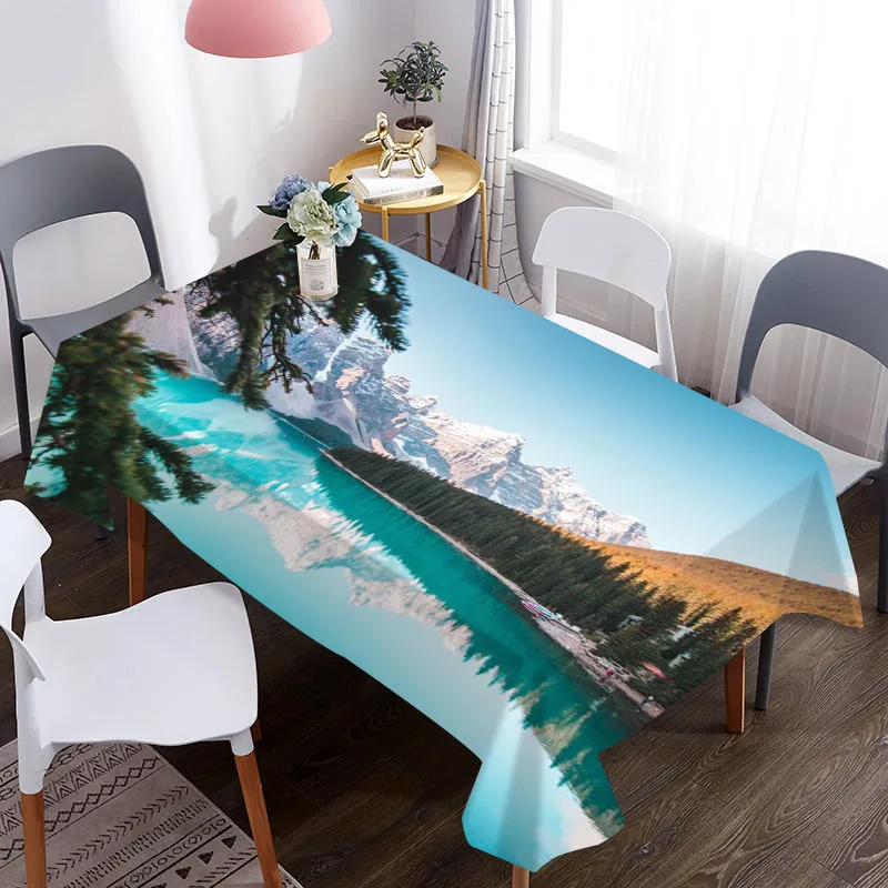 Пользовательский 3D чехол для стола кофейная скатерть с ландшафтным узором