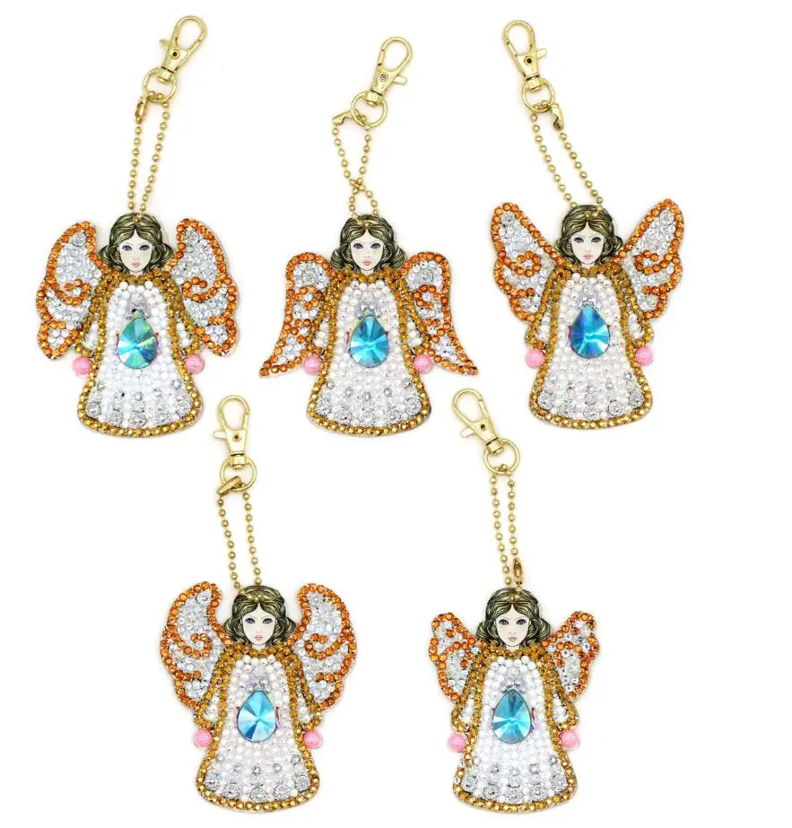 Diamond keychain 5D алмазная картина брелок горный хрусталь вышивка ангел подвеска «сделай сам» ремесло набор для картин из алмазов крест аксессуары для вышивания - Цвет: Diamond keychain