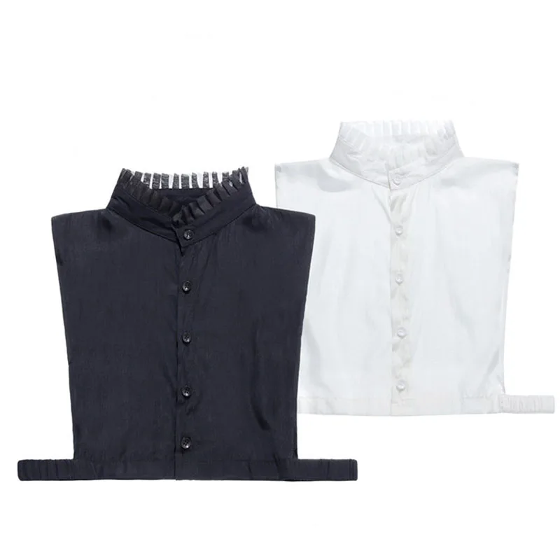 

New Cotton Fake Collar Shirt Female Professional Square False Collar Tip White Black Shirt Wholesale