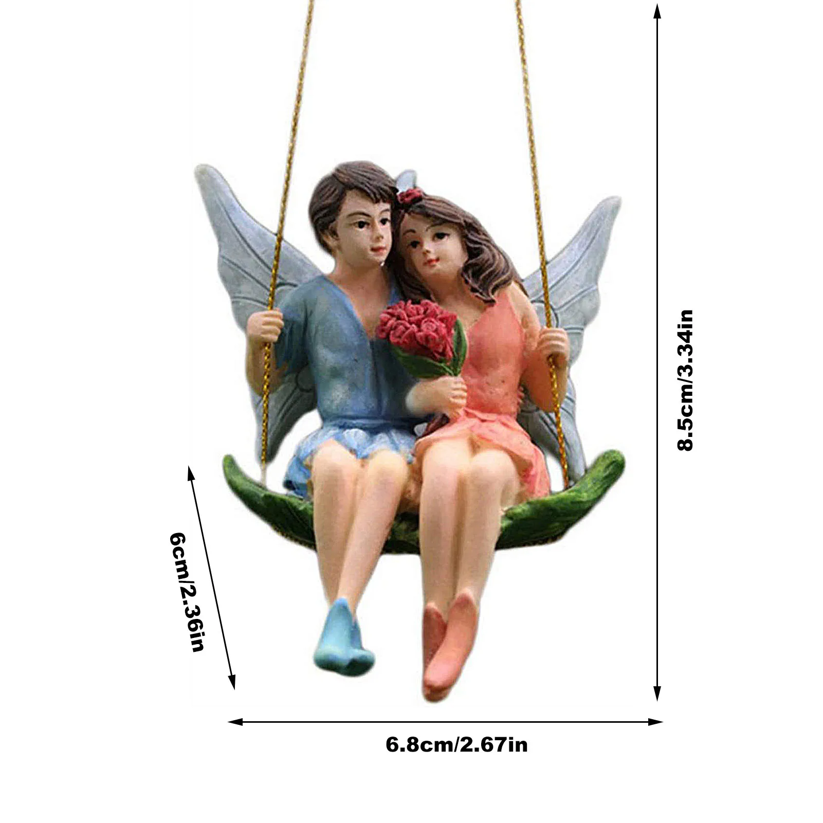 

Angel Lover Garden Decoration Resin Flower Fairy Statue Ornament Tree Wall Hanging Aesthetic Decor for Couple Valentine's Gift