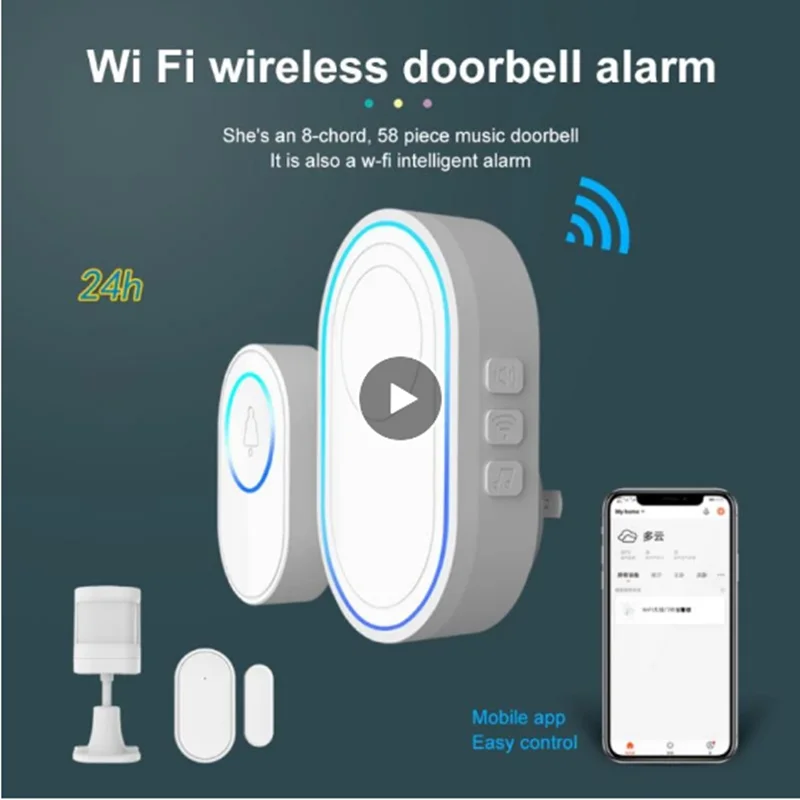 

TUYA Wifi Doorbell Alarm System Intelligent Wireless Strobe Siren 58 Sound and Light Siren compatible 433MHz wireless detectors
