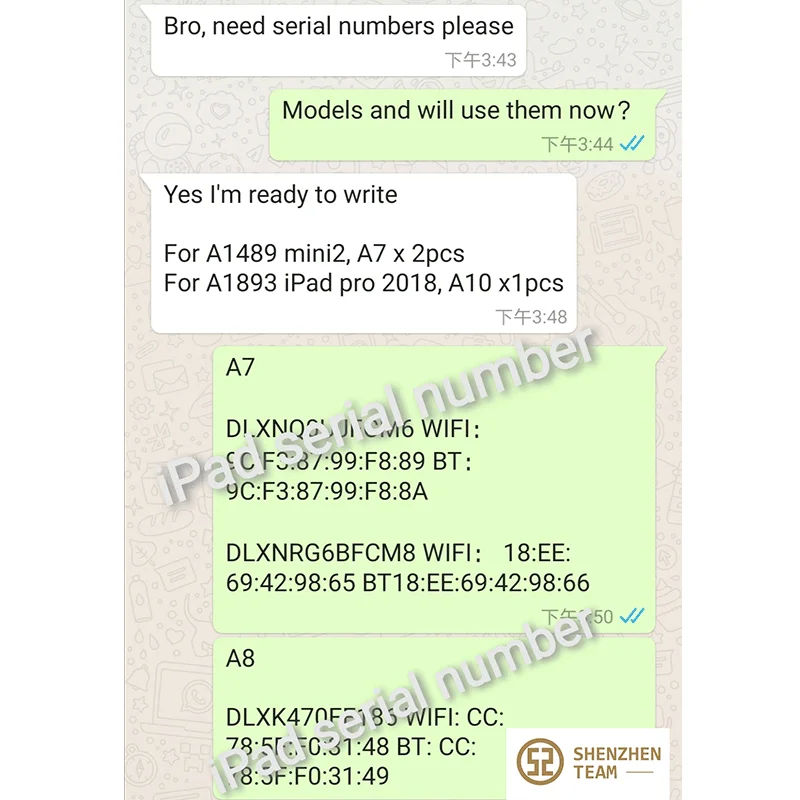 ICloud адрес серийный номер для iPad 2 3 4 5 7 Mini 1 Air 2018 2019 SN Wi-Fi и Bluetooth Icloud разблокировать |