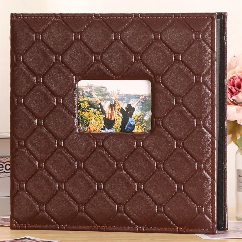 600-brown Винтажный 6-дюймовый свободный лист 600 карманы кортическая семейная вставка фотоальбомы Тип 4D 6 дюймов большой емкости подарок для свадьбы дня рождения - Цвет: 600-brown