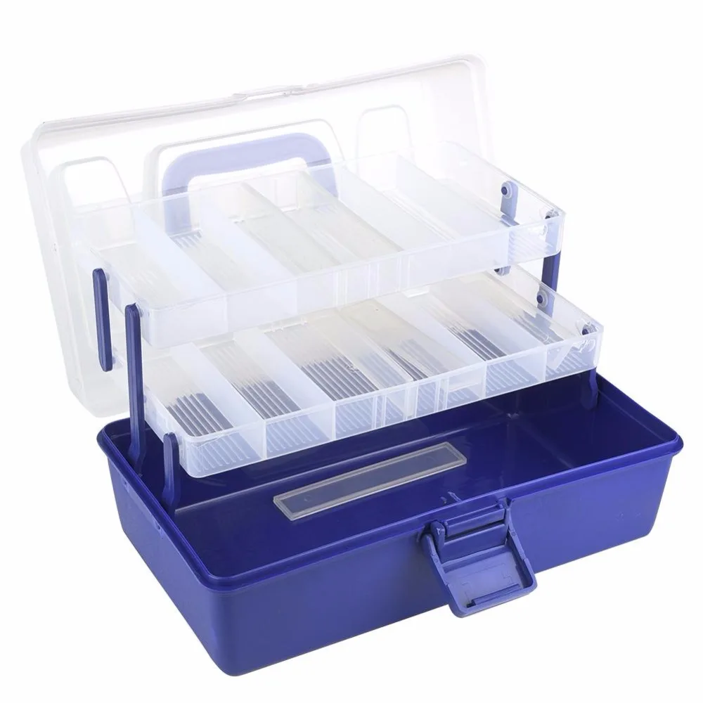 Double-side Fishing Tackle Box Wood Shrimp Tools Case Fishing Bait Lure Storage Case Multiple Compartment Large Fishing Tool box