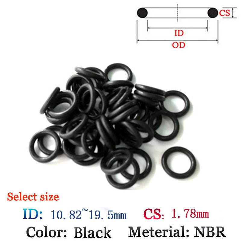 

CS 1.78mm FluoroRubber O-Ring 10pcs Washer Seals Plastic gasket Silicone ring film oil and water seal gasket NBR material O Ring