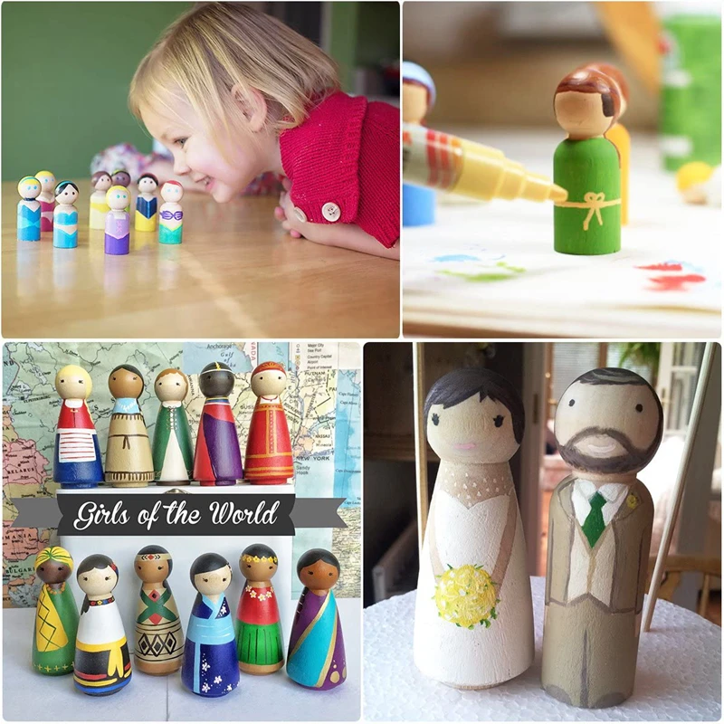 

10pc Wooden Doll 65mm-35mm Wooden Blank Peg Dolls Girl Boy DIY Unfinished Doll Maple Rodent Handmade Baby Product Christmas Gift