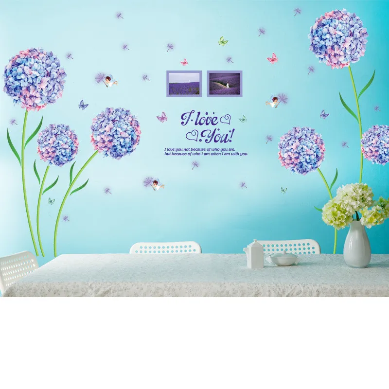 Цветные креативные настенные наклейки с одуванчиком виниловые художественные