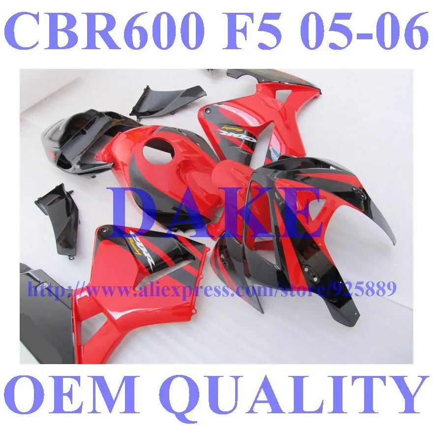 

DAKE Injection red black fairings for HONDA CBR600RR 05 06 F5 CBR 600 RR 2005 2006 fairing kits #S5A5T+ Tank