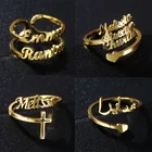 Индивидуальные двойные кольца с именем для женщин, индивидуальное кольцо, очаровательные парные золотые ювелирные изделия из нержавеющей стали, свадебные подарки