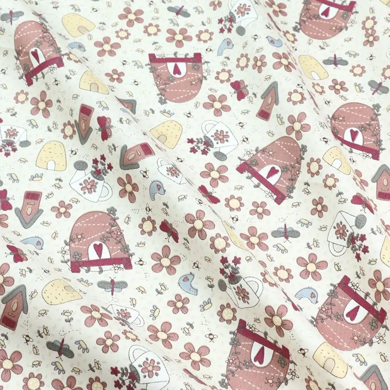 

160x50cm Idyllic Small Floral Beautiful Printed fabric making Children's Gown Dress Cotton Clothing Handmade DIY Cloth