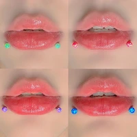 egirl accessories soft pottery rainbow crystal lip piercing for women punk goth y2k body piercing lip accessories 2000s fashion